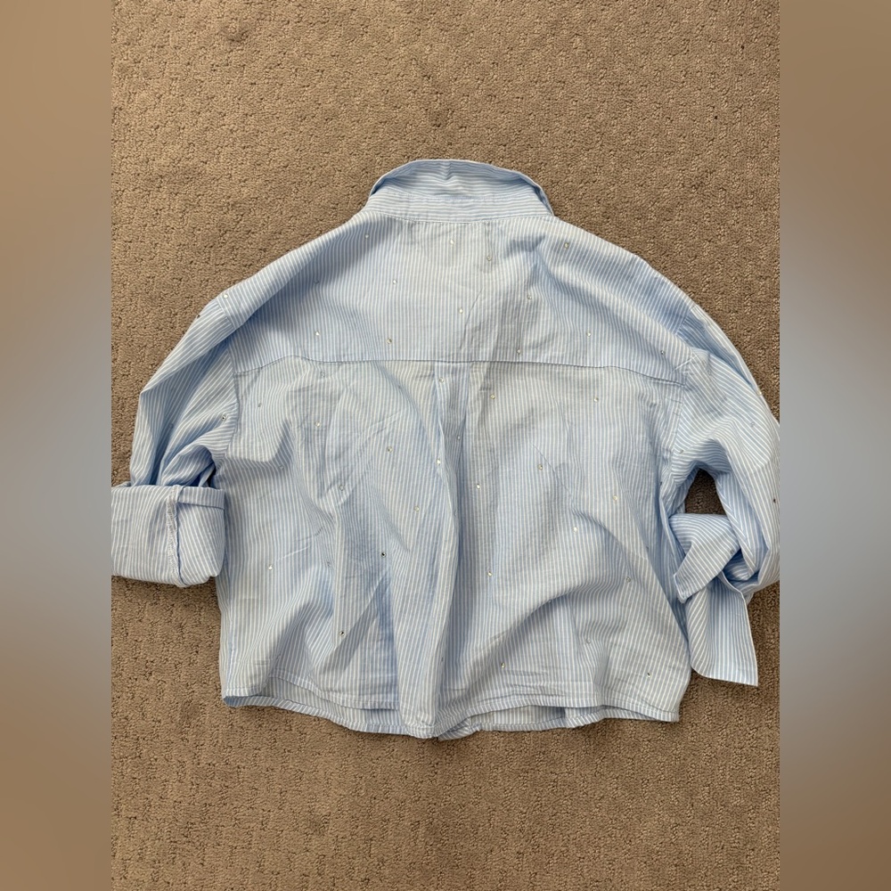 Anthropologie Maeve Patch Pocket Crop Buttondown Shirt - Picture 8 of 13